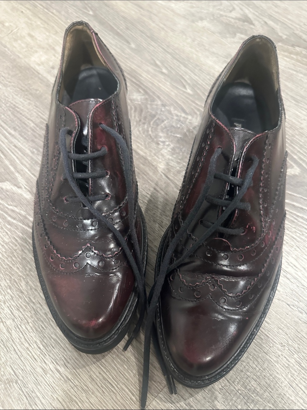 Paul Green Women's Wingtip Lace-Up shoes in Burgundy Black